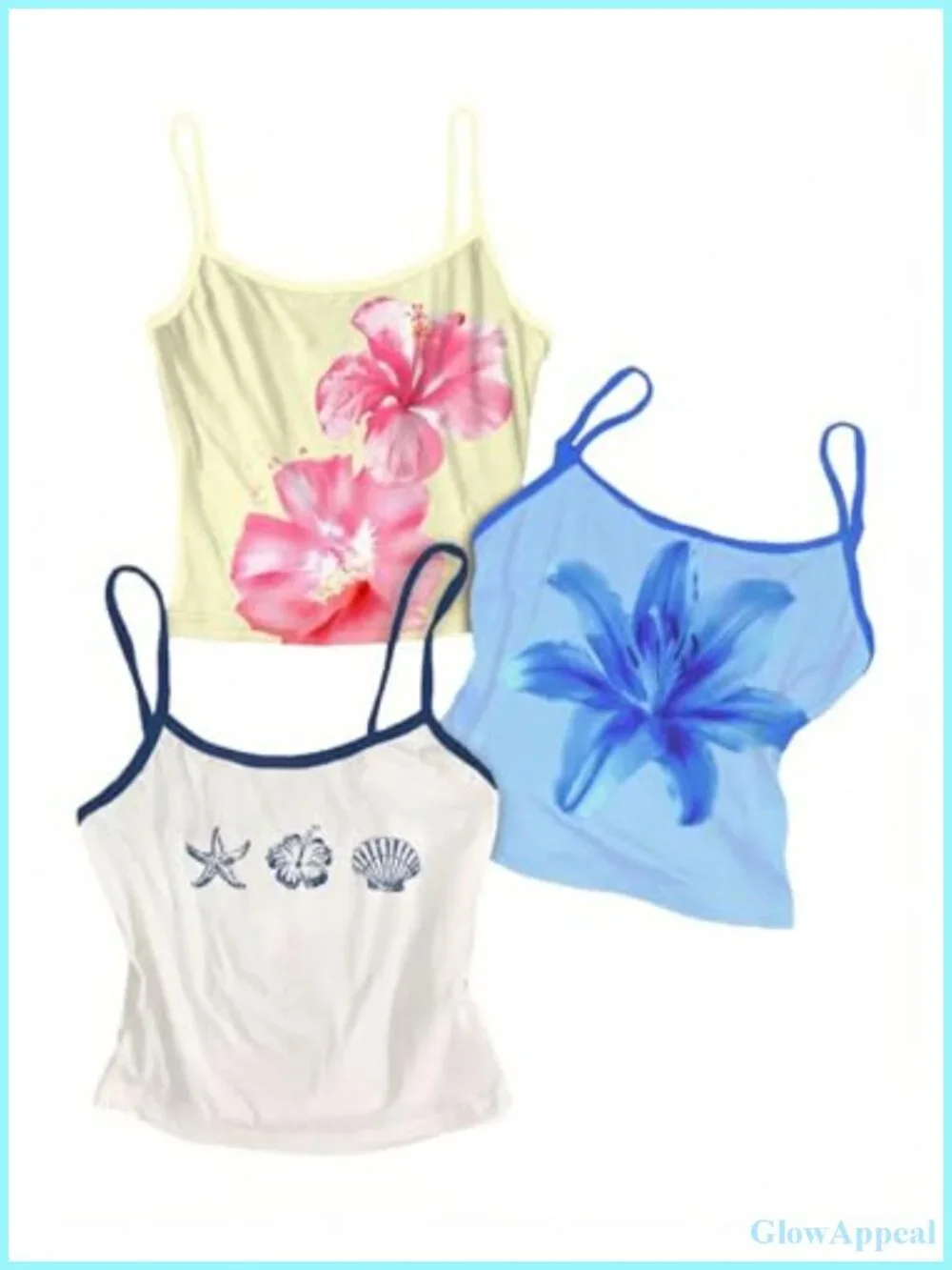 3 Pack Floral Print Crop Camisole Tops Spaghetti Strap Tank Tops